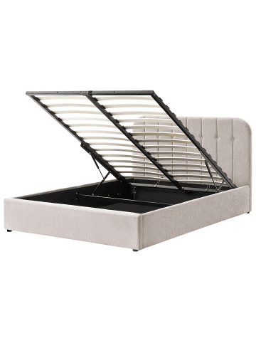 Beliani Doppelbett CHALLANS in Beige/Schwarz - (W) 168 x (H) 100 x (L) 215 cm