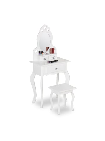 relaxdays Kinder Schminktisch in Weiß - (B)50 x (H)110 x (T)30 cm