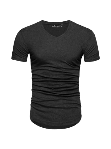 Amaci&Sons Basic Oversize T-Shirt mit V-Ausschnitt BELLEVUE in Anthrazit