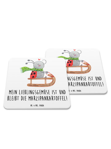 Mr. & Mrs. Panda Gläseruntersetzer Smörle Rodeln mit Spruch in Weiß