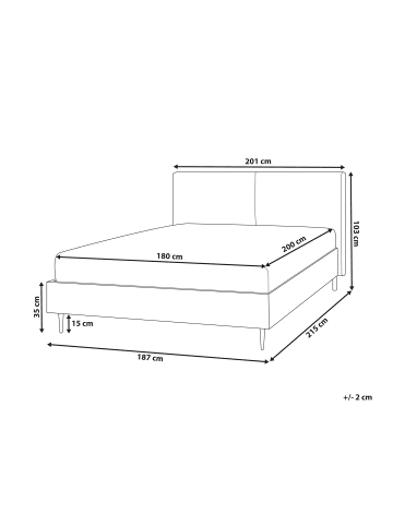 Beliani Doppelbett LIMANTON in Beige/Schwarz/Braun - (W) 201 x (H) 118 x (L) 215 cm