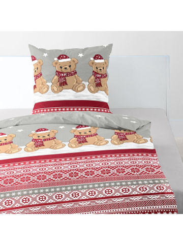 Traumschlaf Bettwäsche Weihnachtsteddy in rot