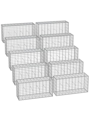SONGMICS 10er-Set: Gabionen in Silbern - (B)100 x (H)50 x (T)30 cm