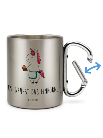 Mr. & Mrs. Panda Karabiner Becher Einhorn Muffin mit Spruch in Silber