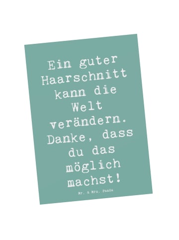Mr. & Mrs. Panda Postkarte Spruch Friseur Wunder mit Spruch in Meeresbrise