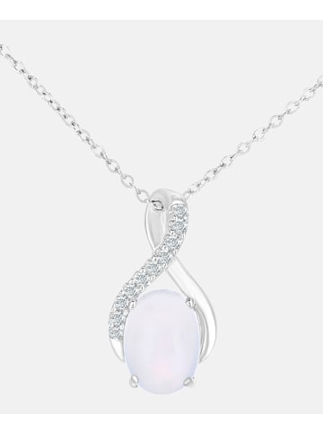 Diamant L'éternel Halskette mit Anhänger aus 375 Weißgold mit Diamant mit Opal