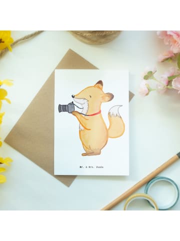 Mr. & Mrs. Panda Klappkarte Fotograf Herz ohne Spruch in Weiß