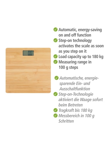 Wenko Personenwaage Bambusa aus Bambus, Personenwaage Mod. Bambusa aus Bambus in natur