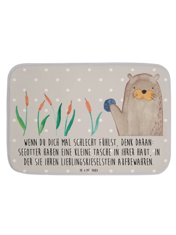 Mr. & Mrs. Panda Badteppich Otter Stein mit Spruch in Grau Pastell