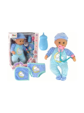 Wisam® Babypuppe Sound Schnuller Lätzchen Blauer Katzenpyjama