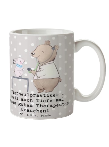 Mr. & Mrs. Panda Kaffeetasse Tierheilpraktiker mit Spruch in Grau Pastell