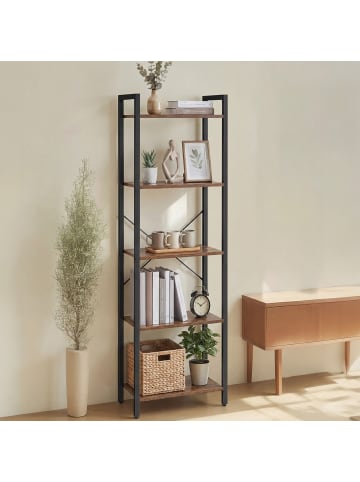 VASAGLE Bücherregal Barnet in Braun-Schwarz - (B)39.6 x (H)154 x (T)30 cm