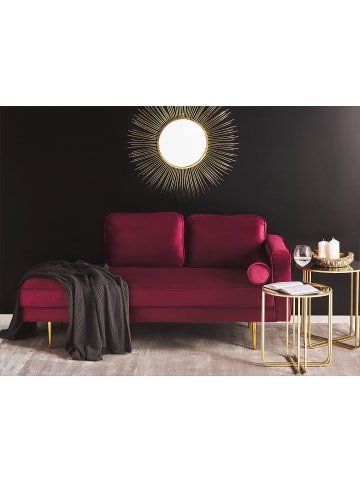 Beliani 3-tlg Chaiselongue MIRAMAS in Rot/Gold rechtsseitig
