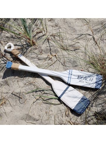 Chic Antique Deko Paddel STREIFEN Weiß Blau 81x13 cm