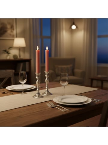 relaxdays 6 x LED Stabkerzen in Altrosa