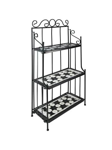 tectake Blumentreppe, 61 x 29 x 114 cm, klappbar und mit 3 Mosaikböden