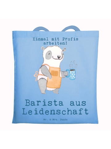 Mr. & Mrs. Panda Tasche Barista Leidenschaft mit Spruch in Sky Blue