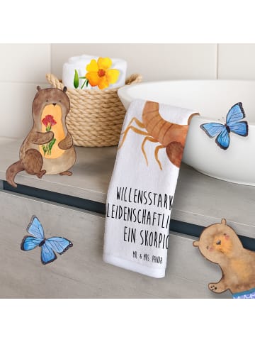 Mr. & Mrs. Panda Handtuch Klein Sternzeichen Skorpion mit Spruch in Weiß