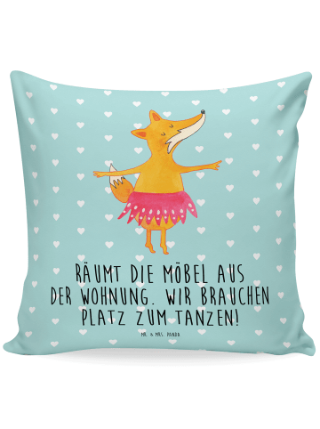 Mr. & Mrs. Panda Dekokissen Fuchs Ballerina mit Spruch in Türkis Pastell