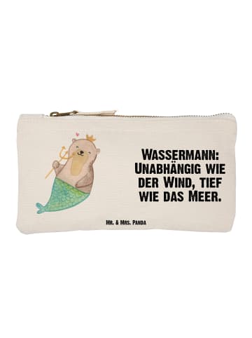 Mr. & Mrs. Panda Schminktasche Wassermann Astrologie mit Spruch in Weiß