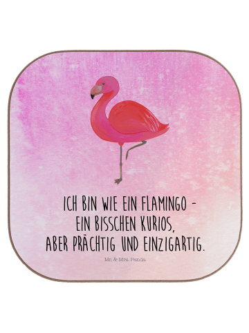 Mr. & Mrs. Panda Untersetzer Flamingo Classic mit Spruch in Aquarell Pink