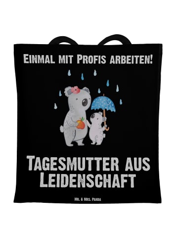Mr. & Mrs. Panda Tasche Tagesmutter Leidenschaft mit Spruch in Schwarz