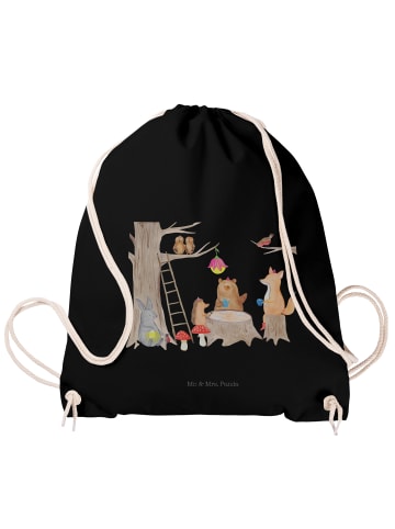 Mr. & Mrs. Panda Gymnastiktasche Waldtiere Picknick ohne Spruch in Schwarz