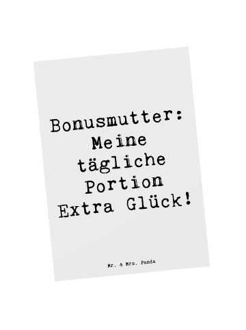 Mr. & Mrs. Panda Postkarte Bonusmutter Glück mit Spruch in Weiß