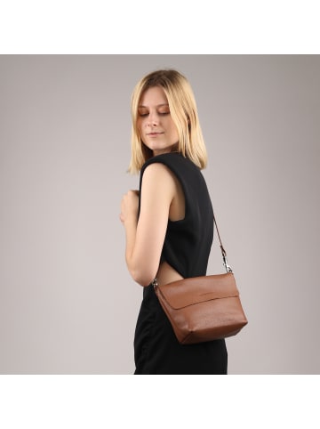 FEYNSINN Leder-Schultertasche echt Leder Umhängetasche groß tobacco LIVA in braun