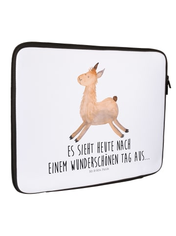 Mr. & Mrs. Panda Notebook Tasche Lama Springen mit Spruch in Weiß