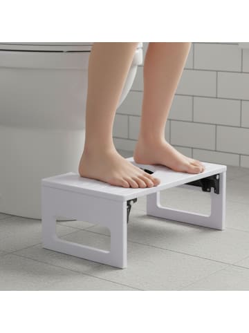 relaxdays Toilettenhocker in Weiß - (B)43 x (H)18 x (T)27,5 cm