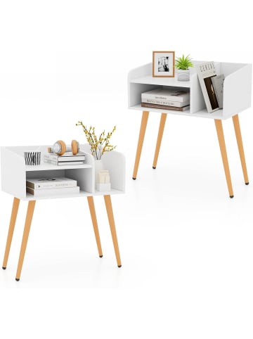 COSTWAY 2er Set Nachttisch 50 x 32 x 58 cm in Weiß