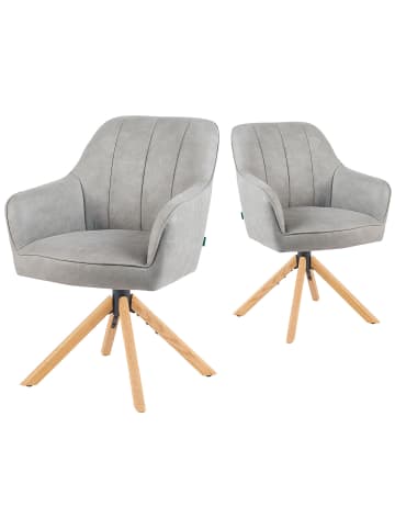DUBI Möbel 2er-Set: Drehstuhl Mika-Levi in Hellgrau - (B)60 x (H)87 x  (T)65 cm