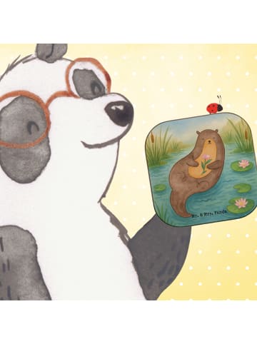 Mr. & Mrs. Panda Holzuntersetzer Otter Seerose Design ohne Spruch in Weiß