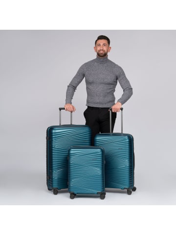 Pactastic Collection 02 THE THREE SET 4 Rollen Kofferset 3-teilig in turquoise metallic 2