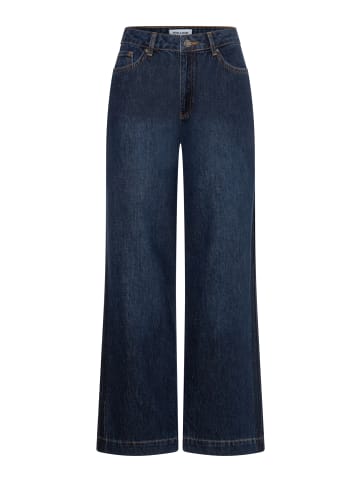 More & More lässige, weite Jeans mit Galonstreifen in dark blue denim