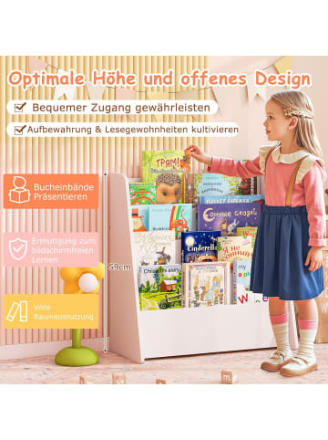 COSTWAY Kinderregal 4 Fächer Bücherregal in Weiß