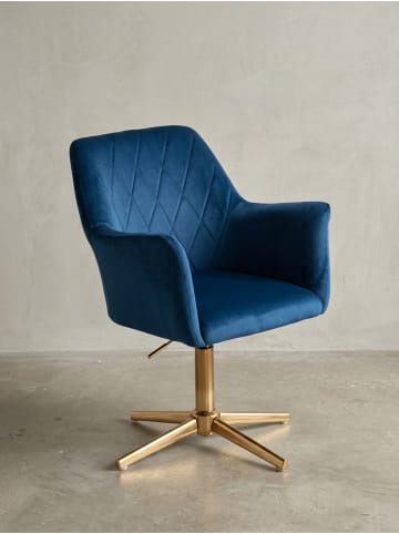 KADIMA DESIGN Schreibtischstuhl Dunkelblau Samt Design Drehstuhl mit Lehne, in Blau
