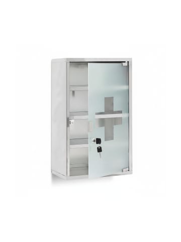 relaxdays Medizinschrank in Silber - (B)30 x (H)50,5 x (T)18 cm
