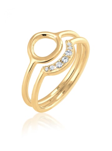 Elli Ring 925 Sterling Silber Halbmond, Astro, Kreis, Ring Set in Gold