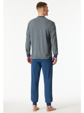 Schiesser Pyjama lang für Herren in dunkel-blau