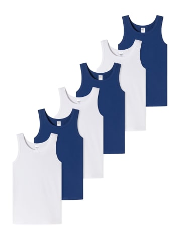 Schiesser Unterhemd / Tanktop 95/5 Organic Cotton in Dunkelblau / Weiß