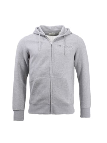 Gant EMBOSSED FULL ZIP HOODIE in Grey melan