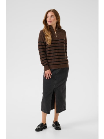 Kaffe Strickpullover KAlioa Loose fit in Brown/Black Stripe