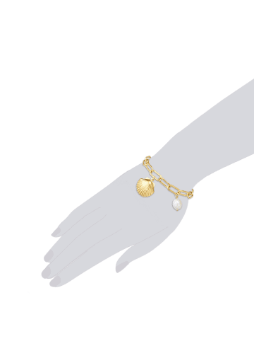 Lulu & Jane Perlen-Armband Muschel aus Metall-Legierung mit Muschelkernperle in gelbgold