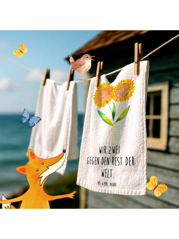 Mr. & Mrs. Panda Handtuch Blume Sonnenblume mit Spruch in Weiß