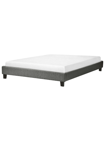 Beliani Doppelbett ROANNE in Grau/Dunkler Holzfarbton - (W) 169 x (H) 29 x (L) 211 cm