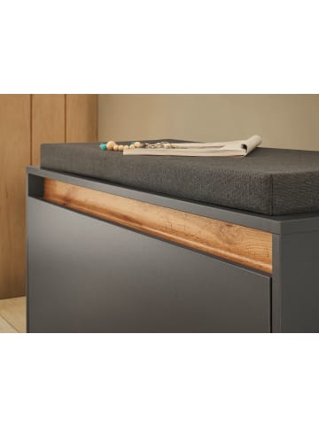 Furn.Design Garderoben-Set 3-teilig grau matt, Eiche 100 cm, Flurgarderobe inkl. Sitzkissen