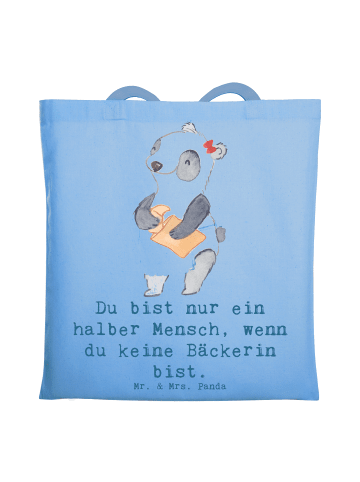Mr. & Mrs. Panda Tote Bag Bäckerin Herz mit Spruch in Sky Blue