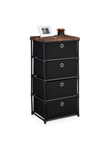 relaxdays Kommode in Schwarz/ Braun - (B)43 X (H)85 x (T)33 cm